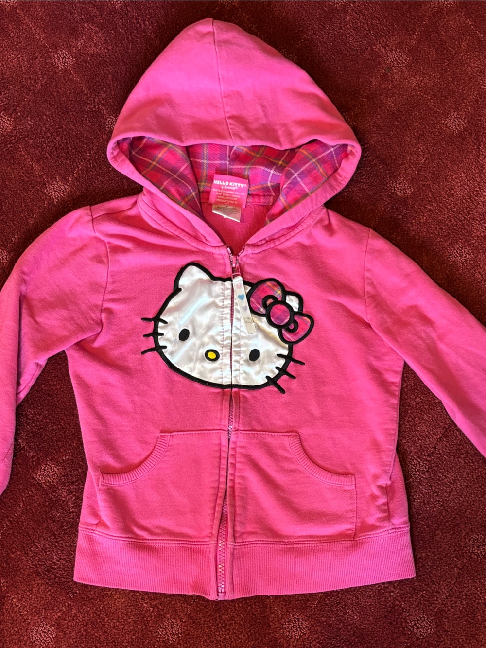 Hello Kitty Hot Pink Girls' Hooded Zip Sweatshirt